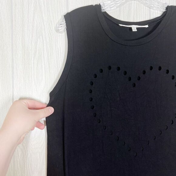 Lovers + Friends | Black Call Me Crop Heart Tank Top Size Small - Picture 3 of 5